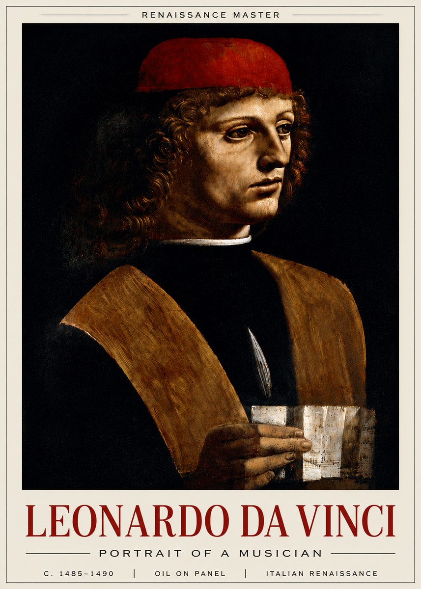Leonardo da Vinci Portrait of a Musician No6 - Juliste