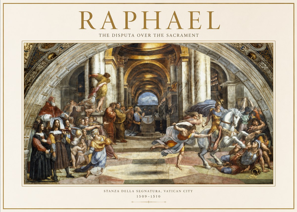 Raphael The Disputa over the Sacrament No1 - Juliste