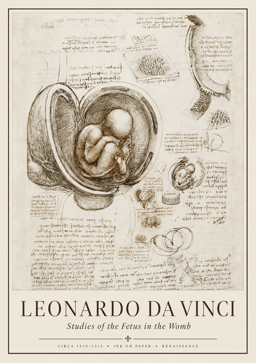 Leonardo da Vinci Studies of the Fetus in the Womb No1 - Juliste
