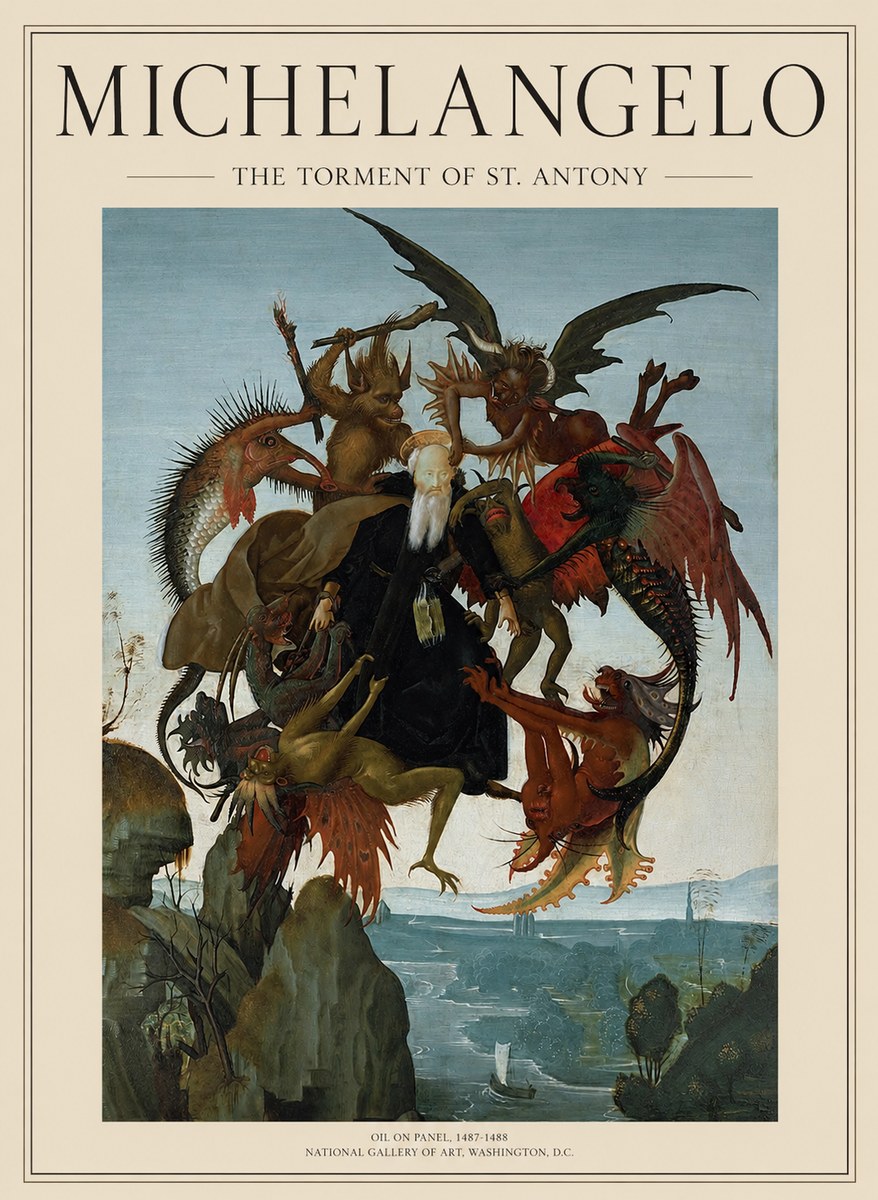 Michelangelo The Torment of St. Antony No1 - Juliste