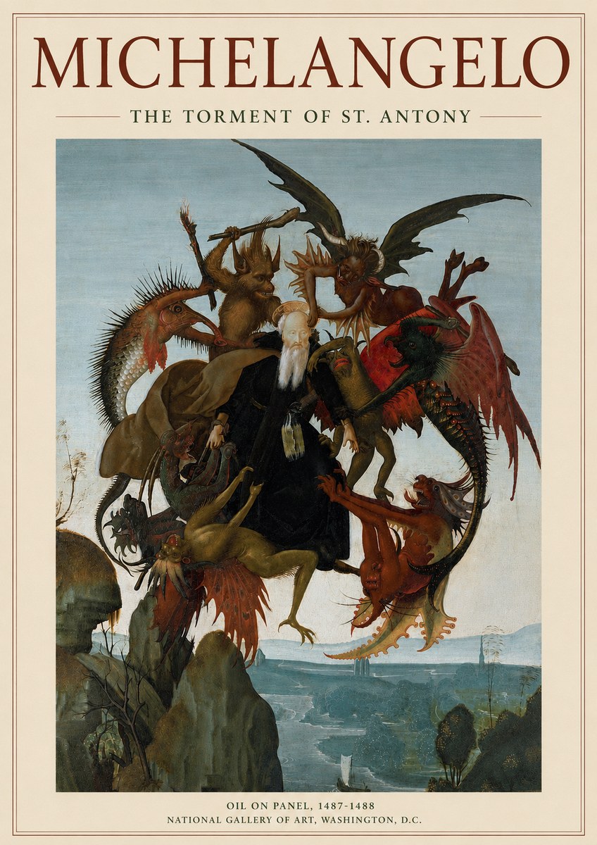 Michelangelo The Torment of St. Antony No3 - Juliste