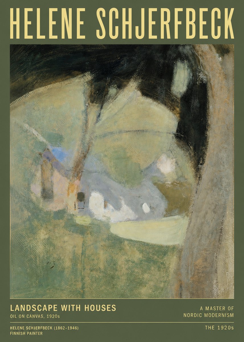 Helene Schjerfbeck Landscape with Houses No3 - Juliste