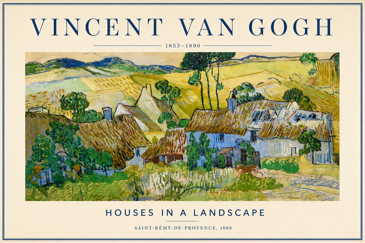 Van Gogh Houses in a Landscape No4 - Juliste