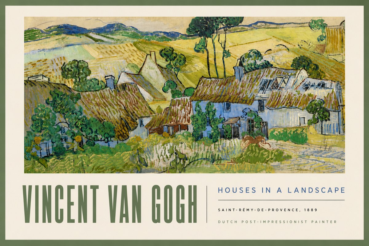 Van Gogh Houses in a Landscape No5 - Juliste