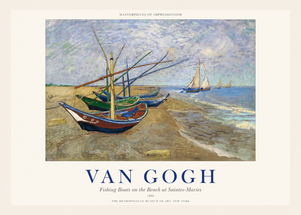 Van Gogh Fishing Boats on the Beach at Saintes-maries No1 - Juliste