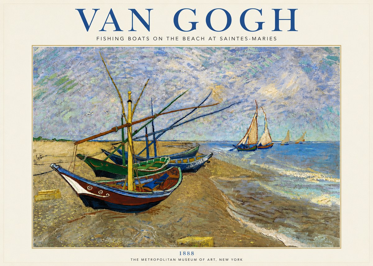 Van Gogh Fishing Boats on the Beach at Saintes-maries No4 - Juliste