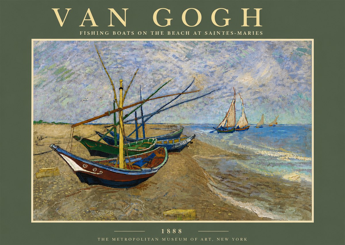 Van Gogh Fishing Boats on the Beach at Saintes-maries No5 - Juliste