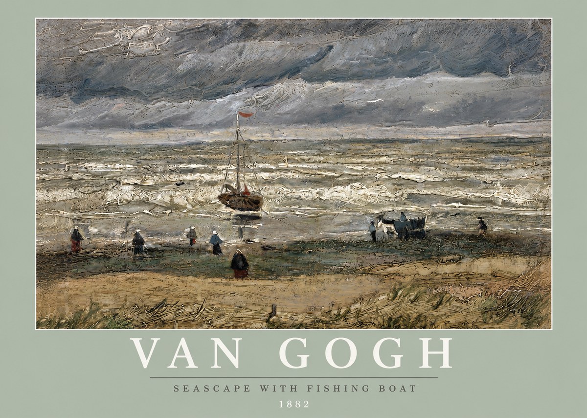 Van Gogh Seascape with Fishing Boat No3 - Juliste