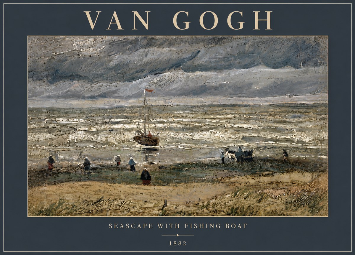 Van Gogh Seascape with Fishing Boat No5 - Juliste