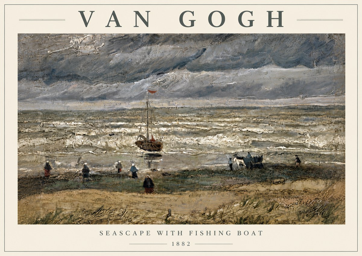 Van Gogh Seascape with Fishing Boat No6 - Juliste
