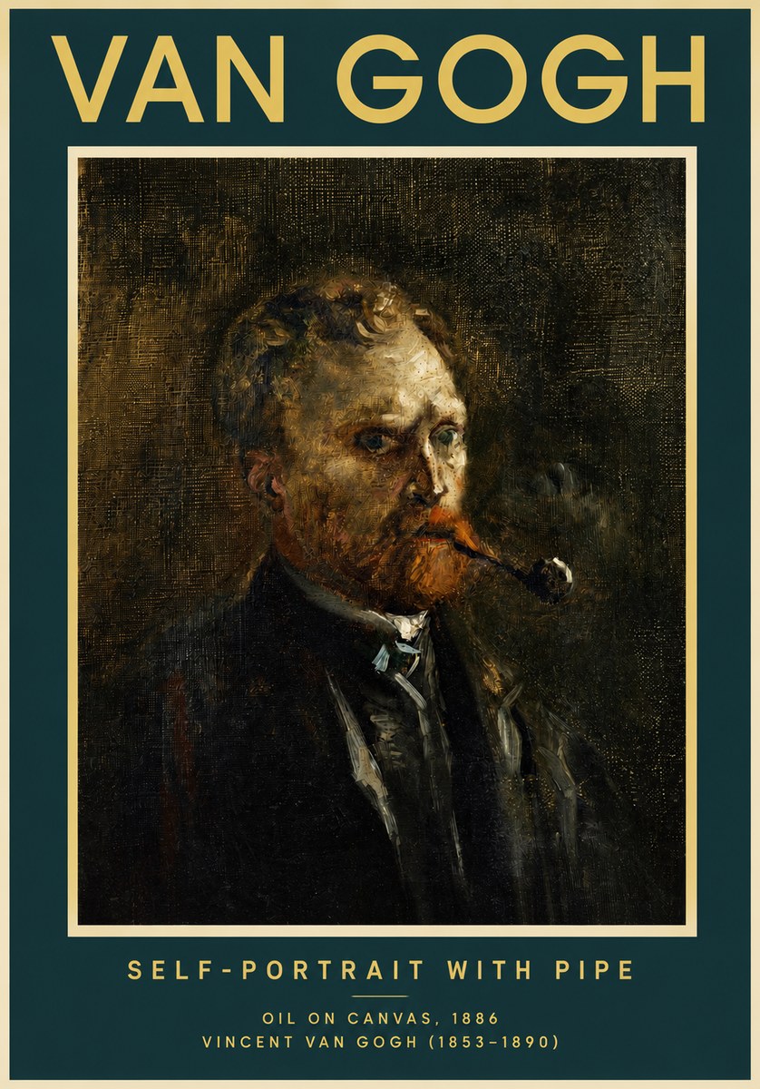 Van Gogh Self-portrait with Pipe No3 - Juliste