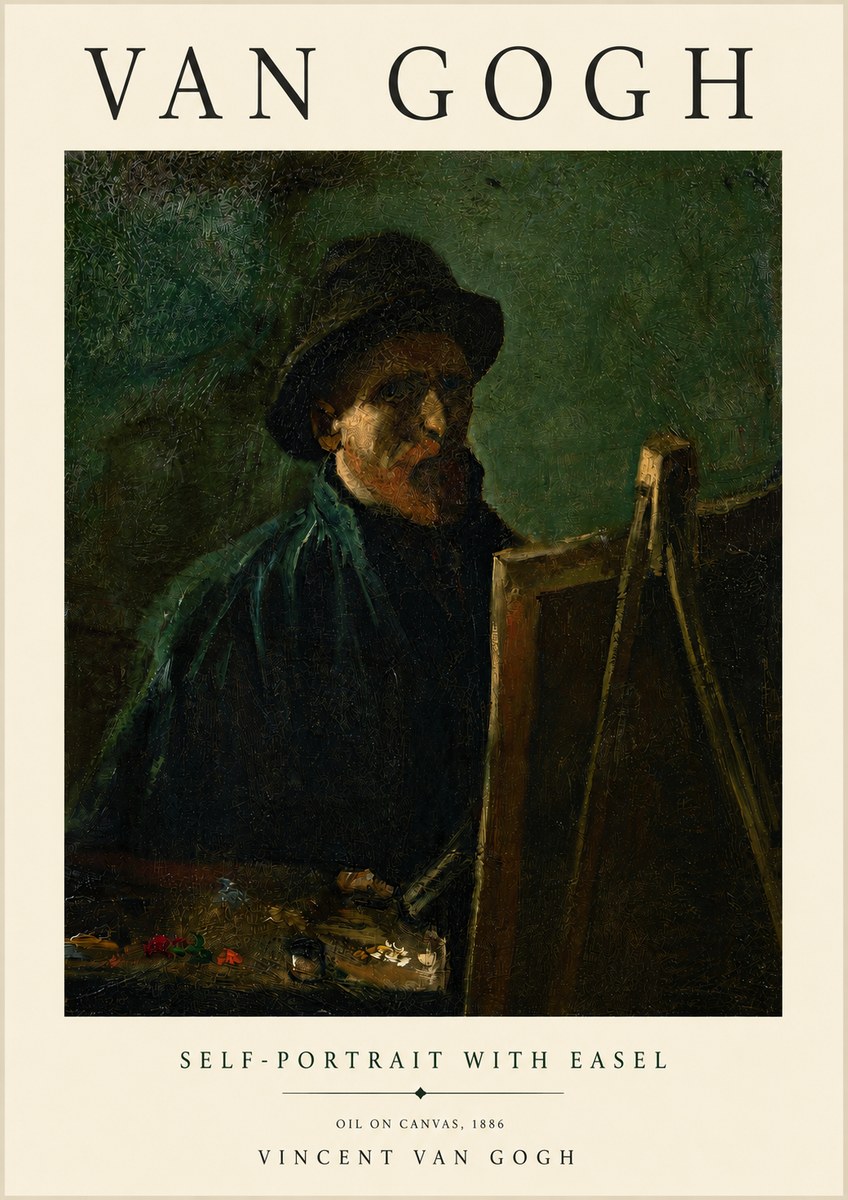 Van Gogh Self-portrait with Easel II No3 - Juliste