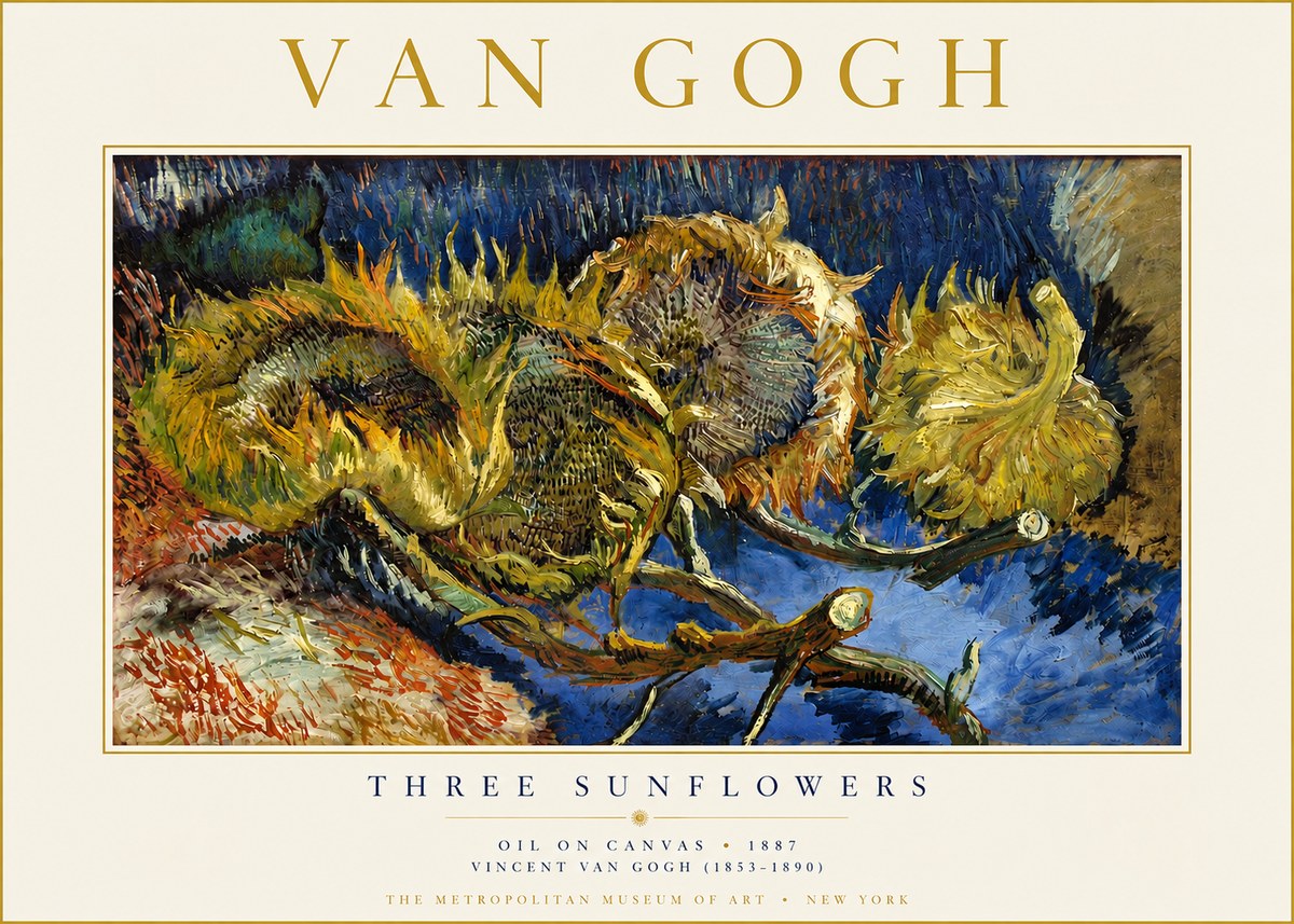 Van Gogh Three Sunflowers No3 - Juliste
