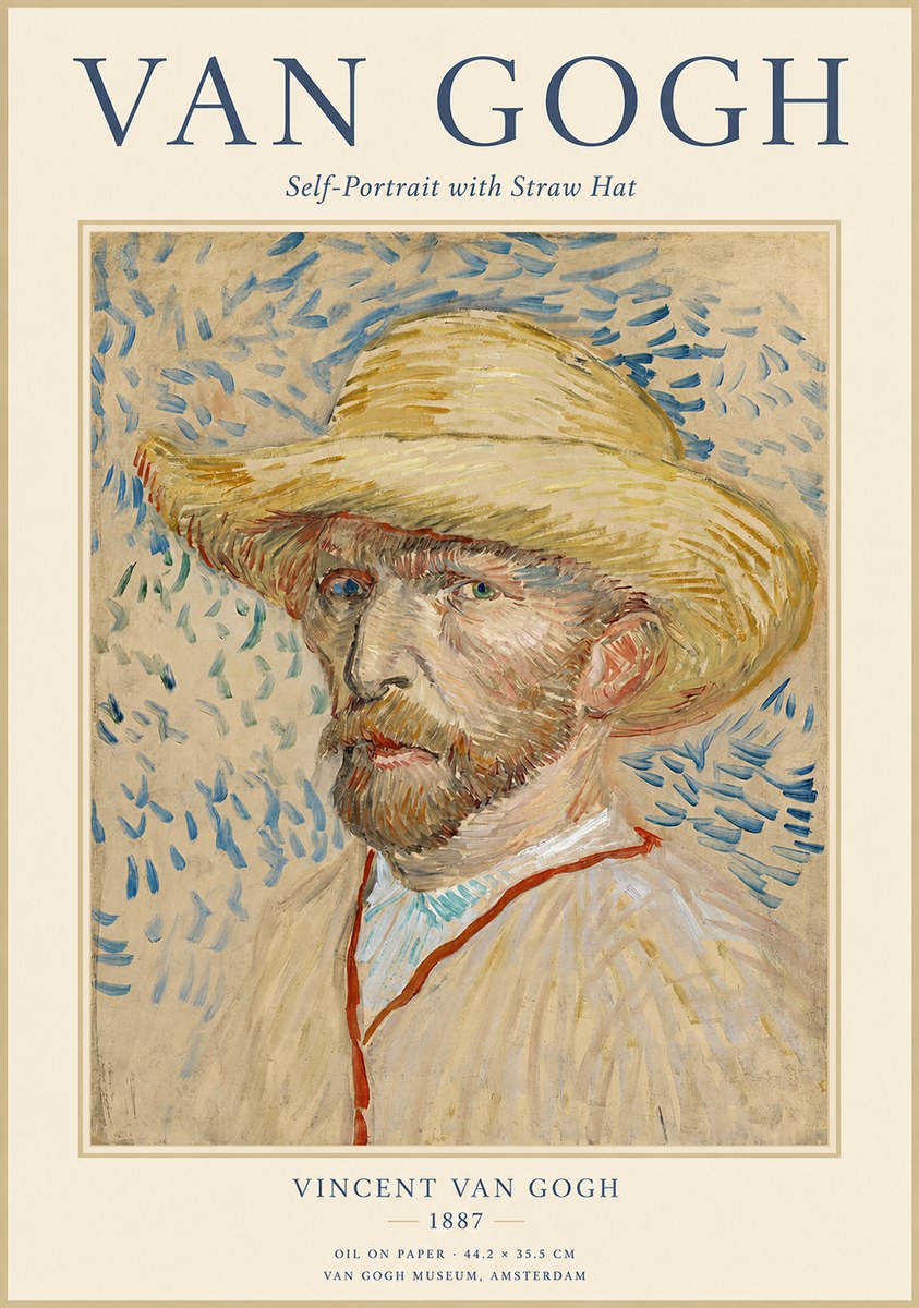 Van Gogh Self-portrait with Straw Hat II No1 - Juliste