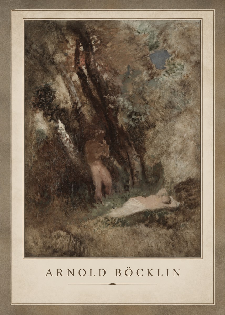 Arnold Böcklin Pan Frightening a Nymph No2 - Juliste