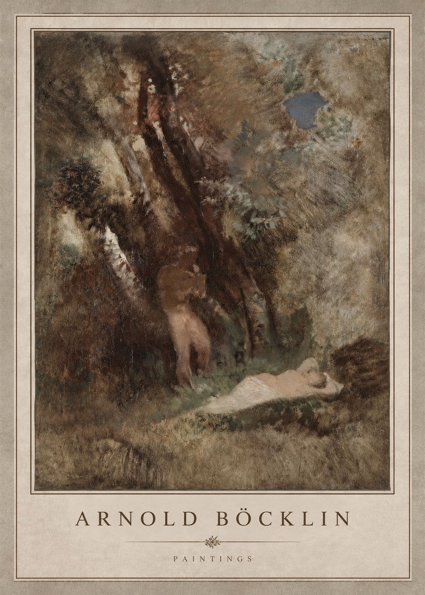 Arnold Böcklin Pan Frightening a Nymph No3 - Juliste