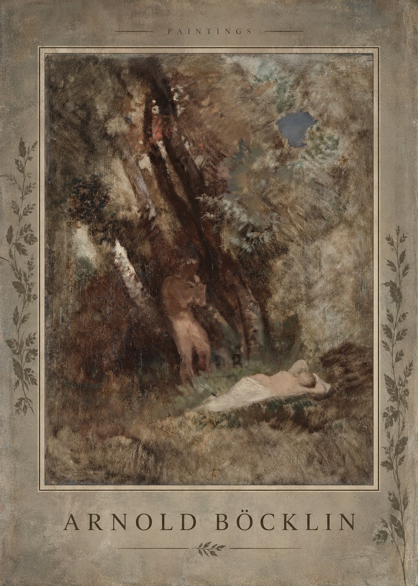 Arnold Böcklin Pan Frightening a Nymph No5 - Juliste