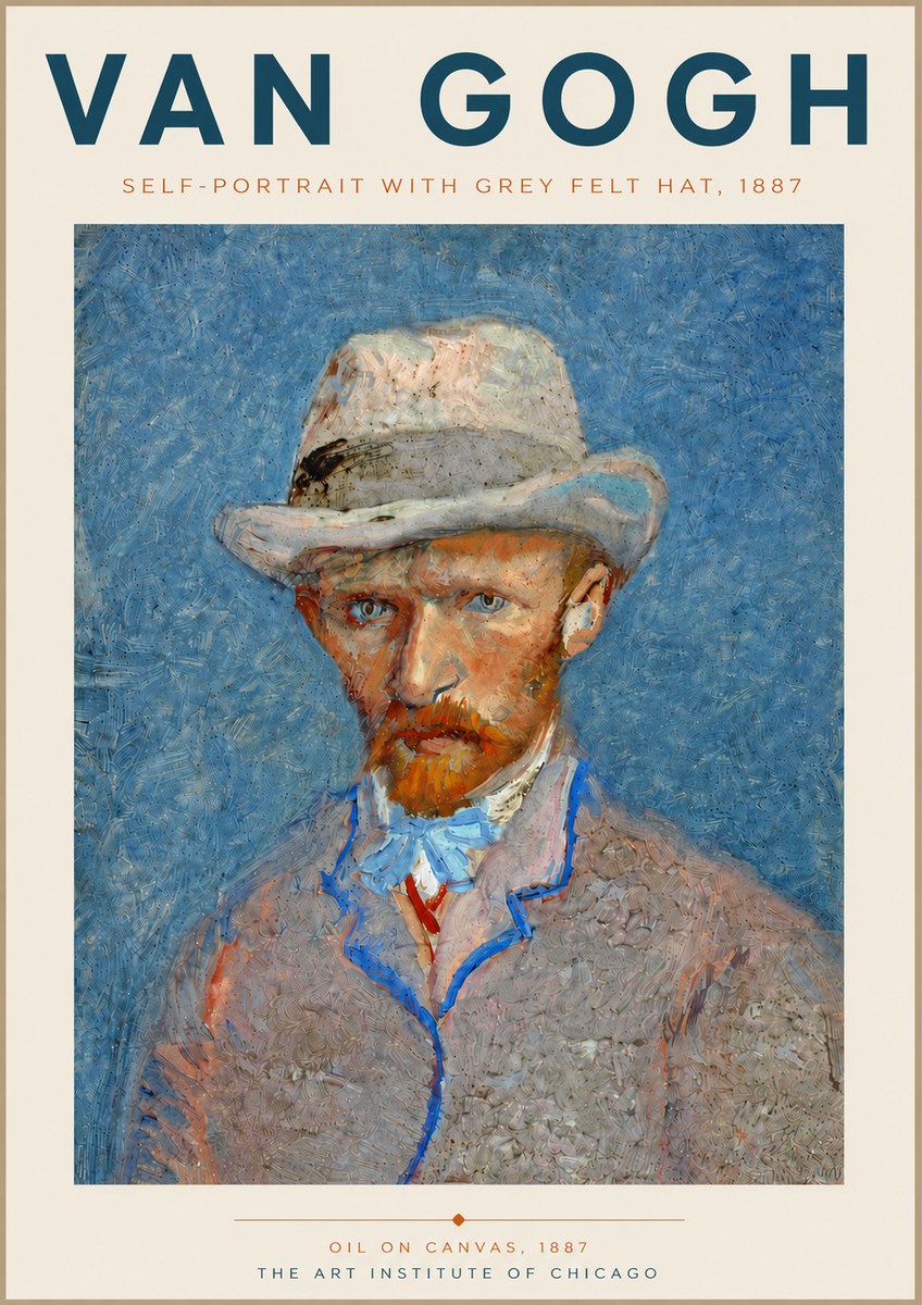 Van Gogh Self-portrait with Grey Felt Hat II No6 - Juliste