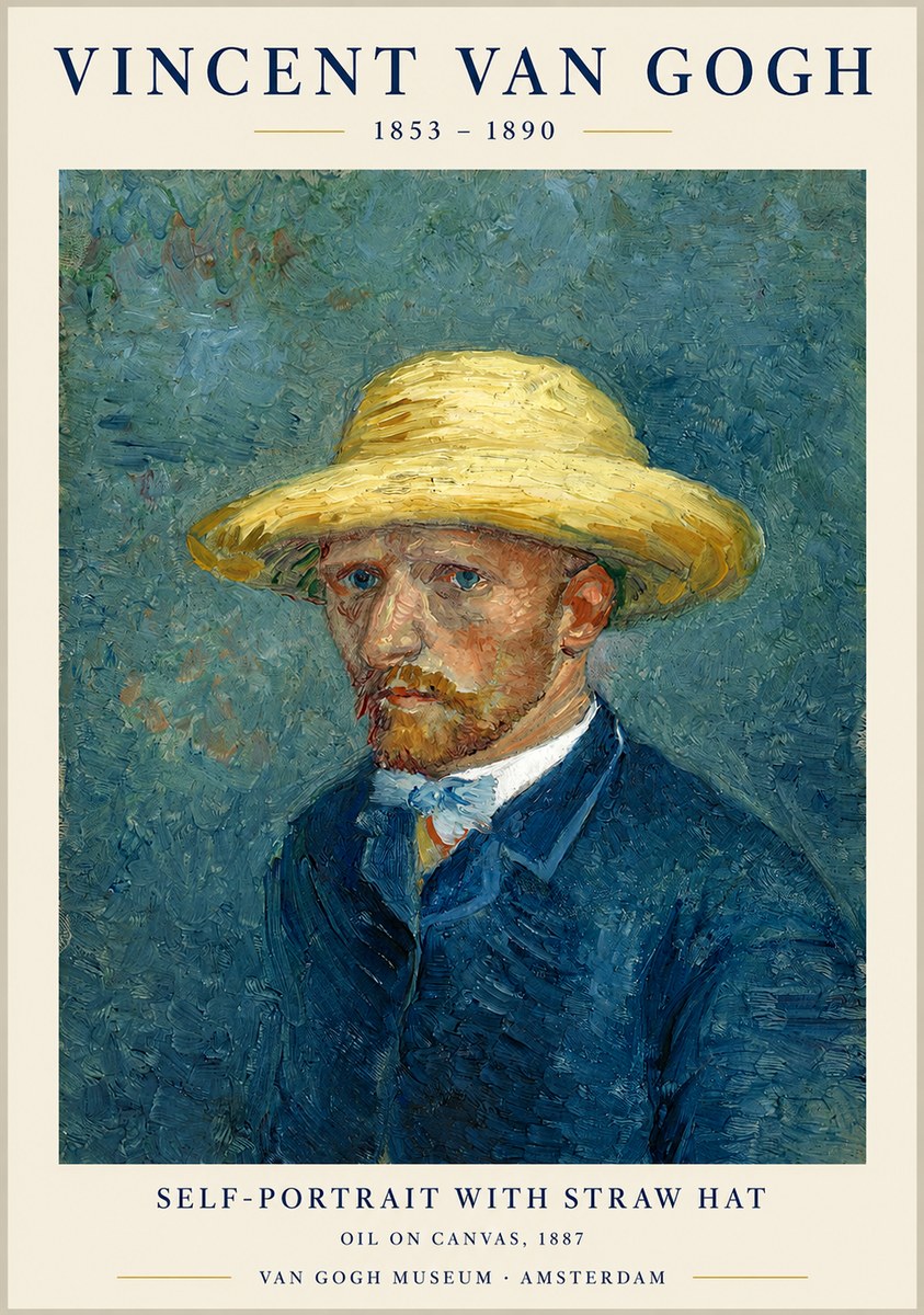 Van Gogh Self-portrait with Straw Hat III No1 - Juliste
