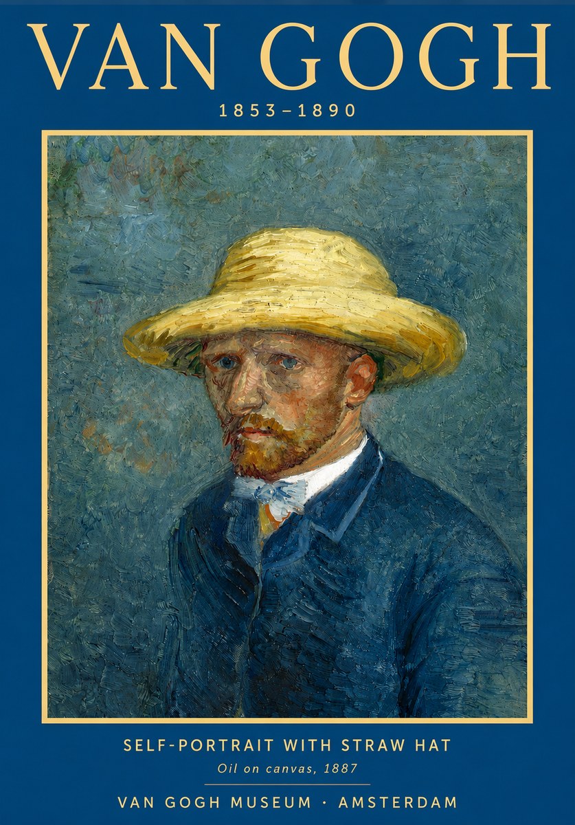 Van Gogh Self-portrait with Straw Hat III No3 - Juliste