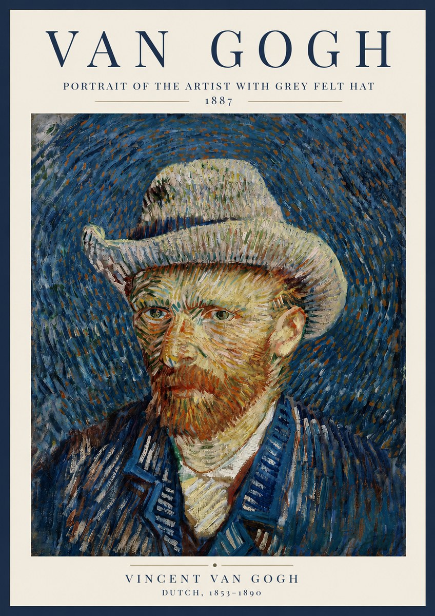 Van Gogh Portrait of the Artist with Grey Felt Hat No4 - Juliste