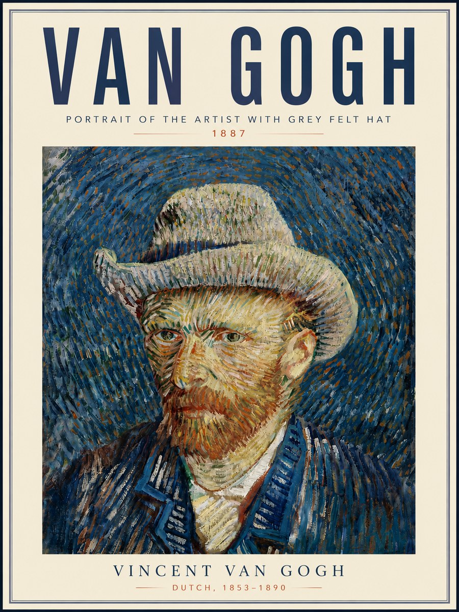 Van Gogh Portrait of the Artist with Grey Felt Hat No6 - Juliste