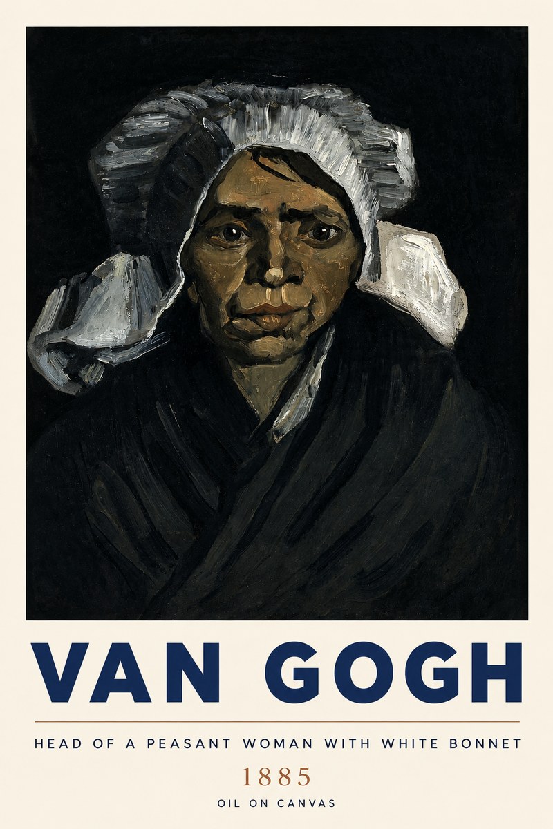 Van Gogh Head of a Peasant Woman with White Bonnet No3 - Juliste