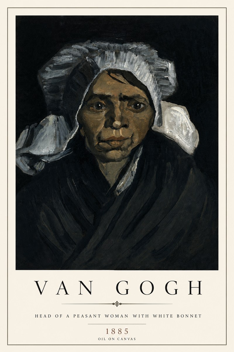Van Gogh Head of a Peasant Woman with White Bonnet No4 - Juliste