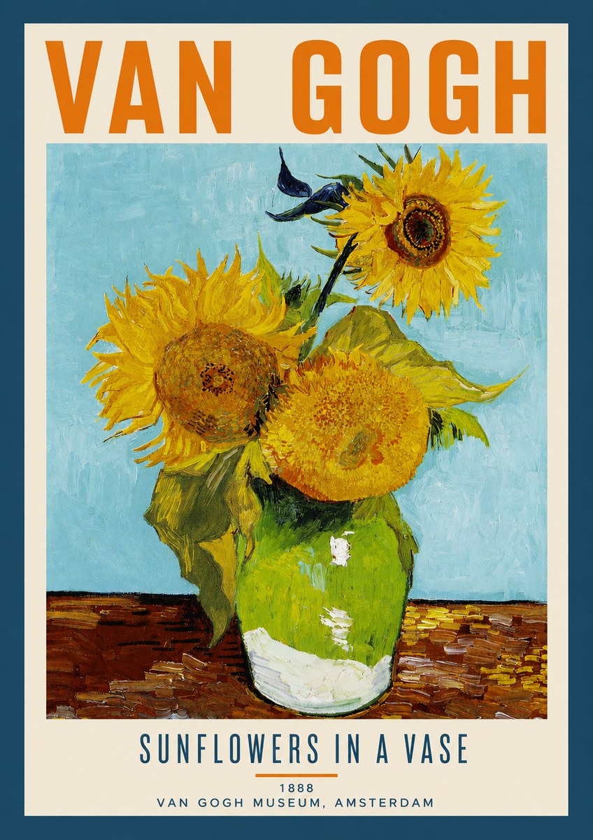 Van Gogh Sunflowers in a Vase No3 - Juliste