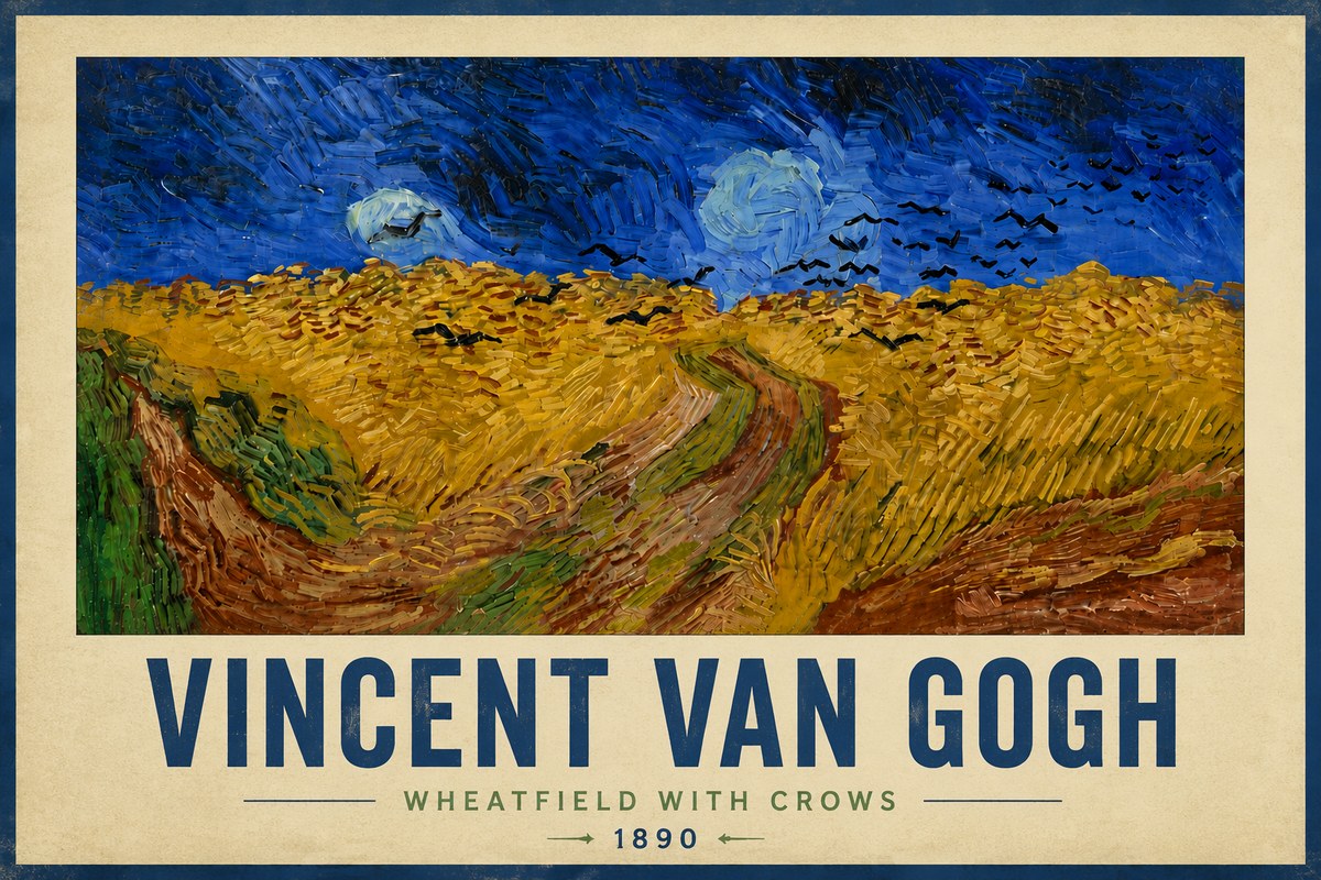 Van Gogh Wheatfield with Crows No6 - Juliste
