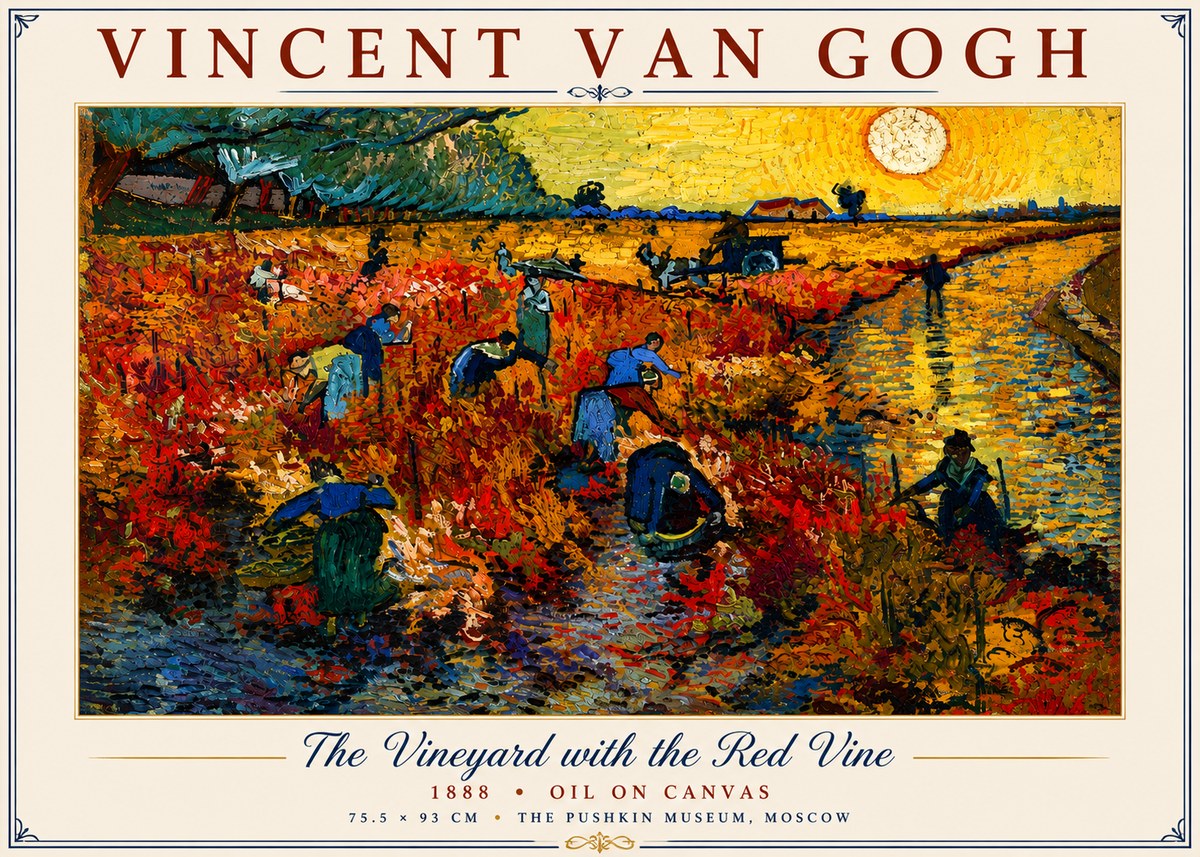 Van Gogh The Vineyard with the Red Vine No6 - Juliste
