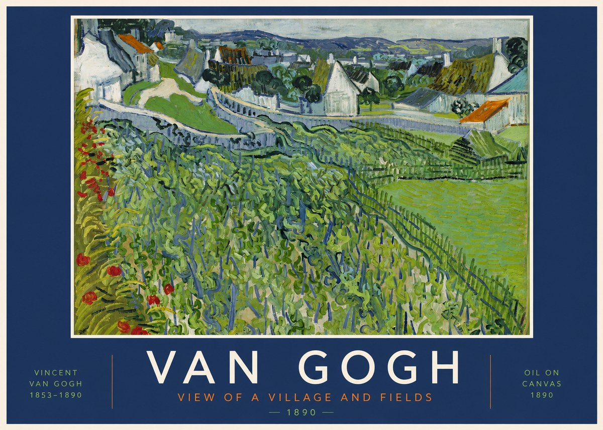Van Gogh View of a Village and Fields No3 - Juliste