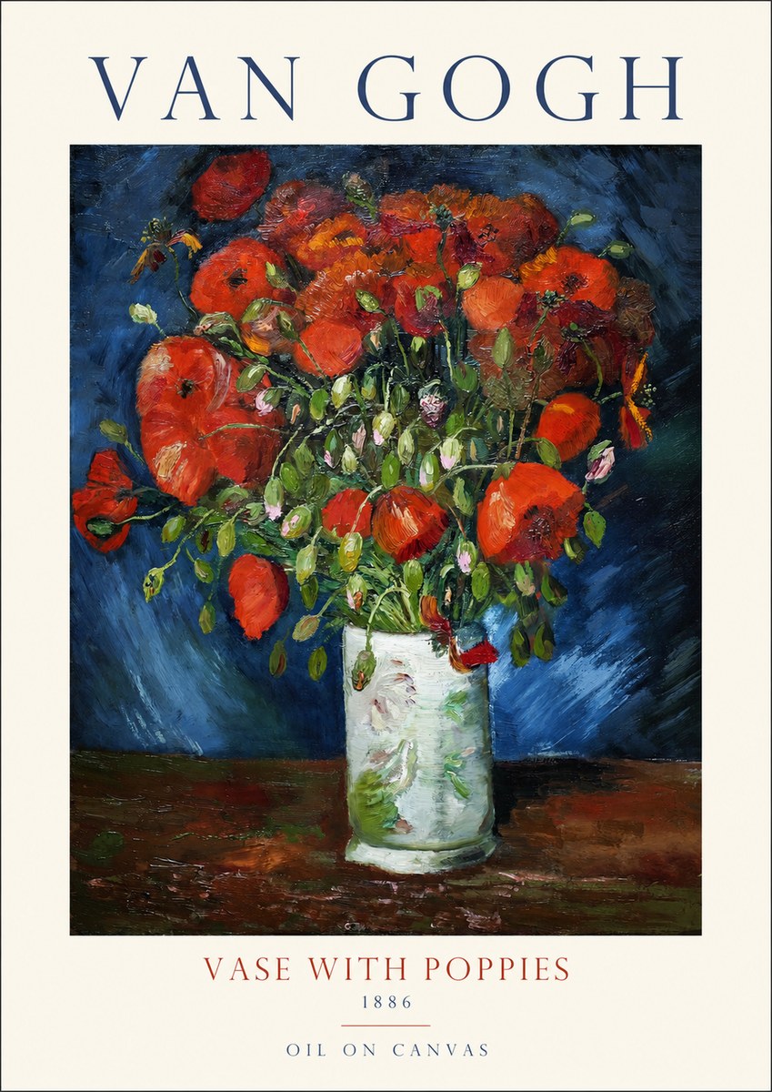 Van Gogh Vase with Poppies No1 - Juliste