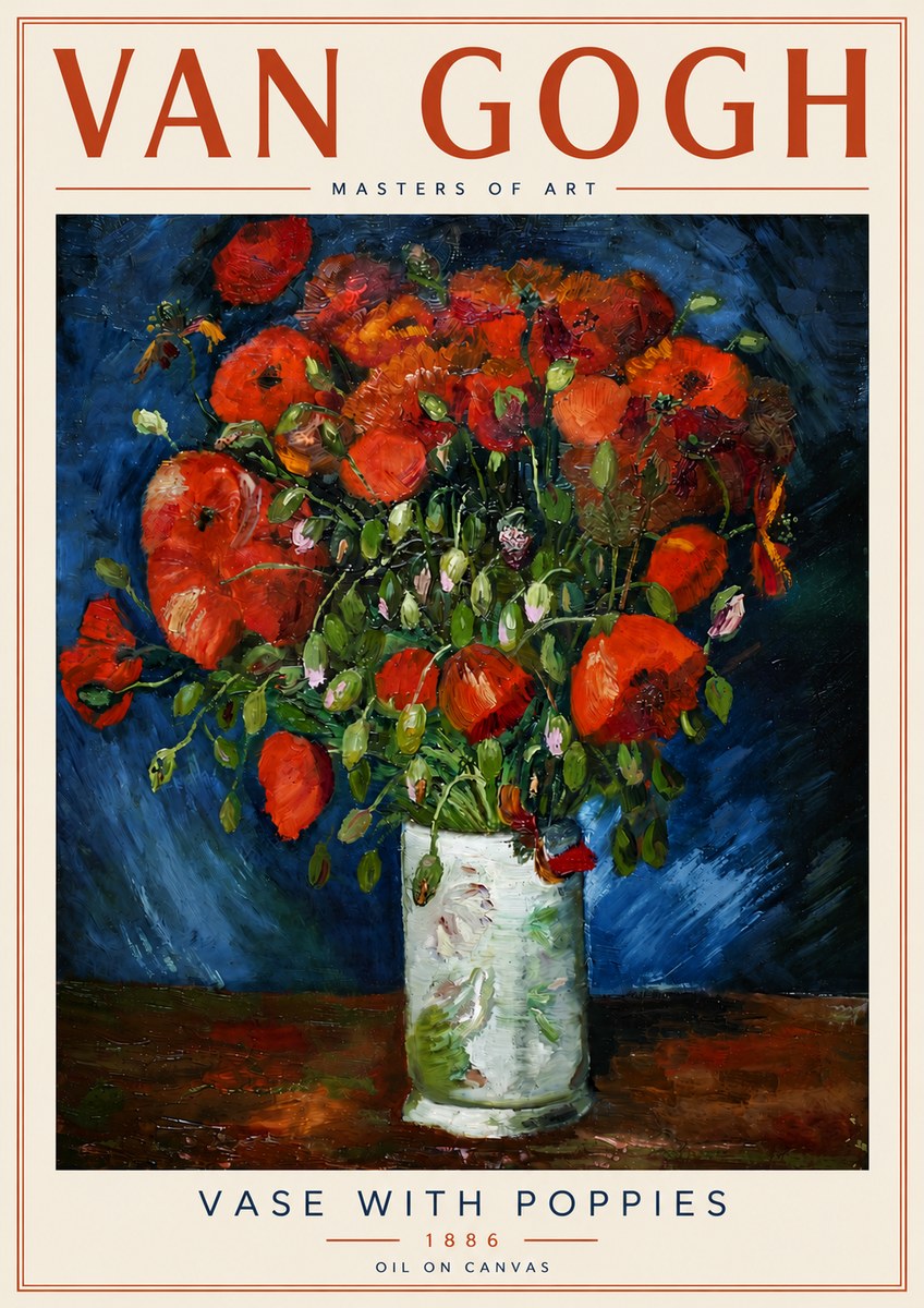 Van Gogh Vase with Poppies No6 - Juliste