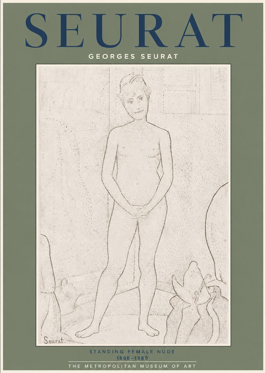 Seurat Standing Female Nude No2 - Juliste