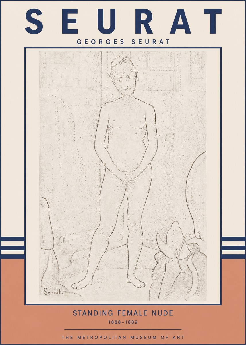 Seurat Standing Female Nude No3 - Juliste