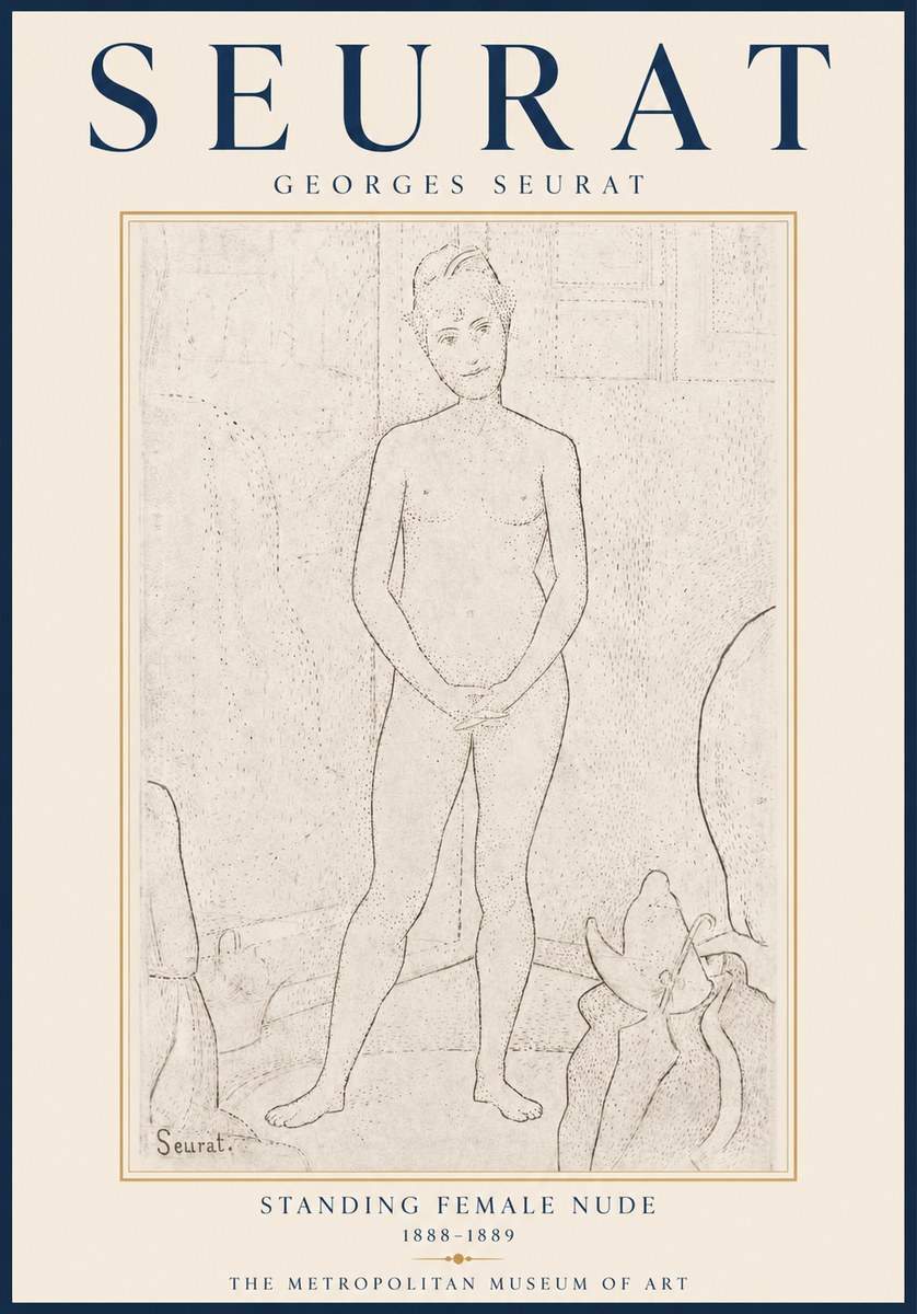 Seurat Standing Female Nude No6 - Juliste