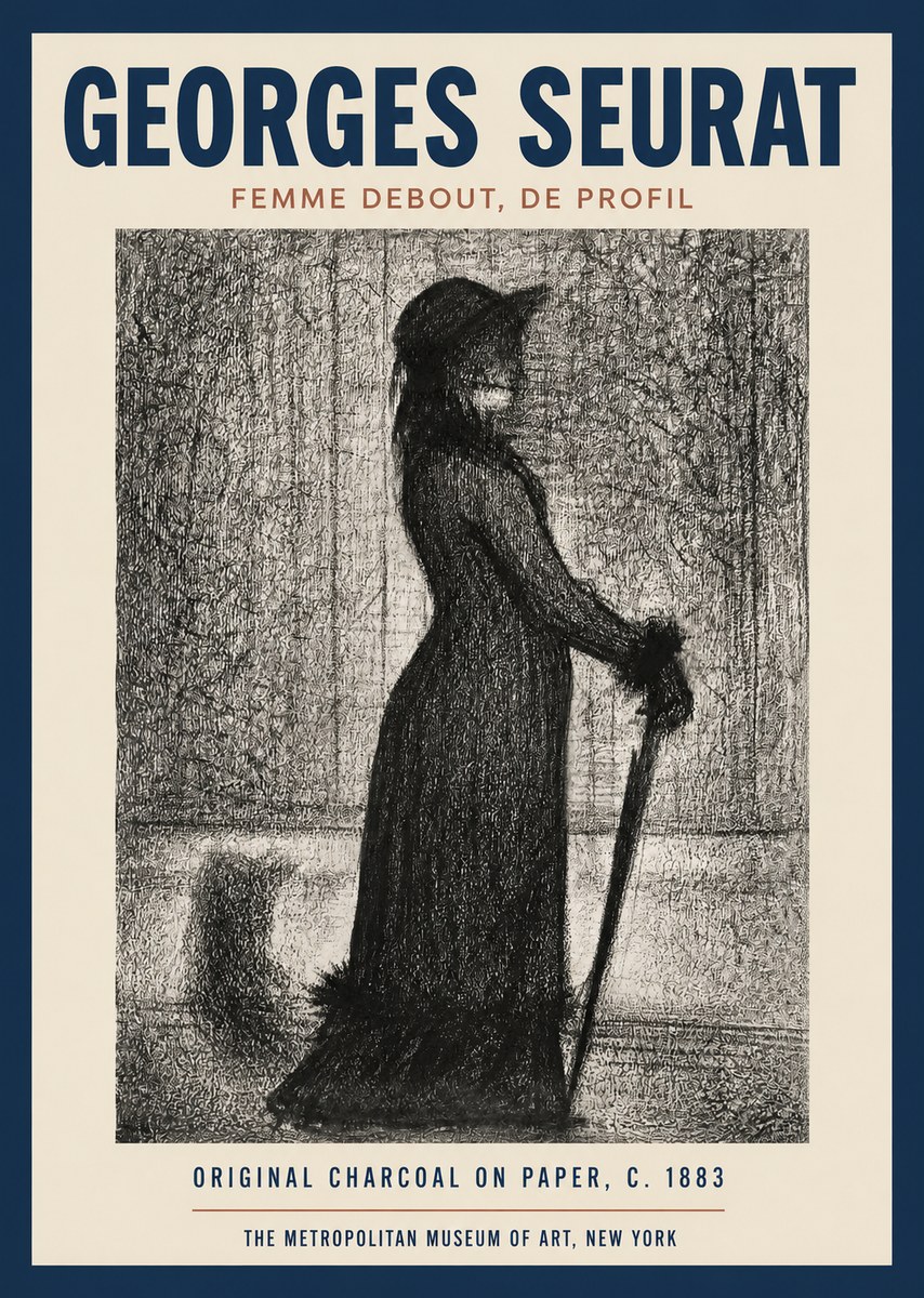 Seurat Femme Debout, De Profil No2 - Juliste