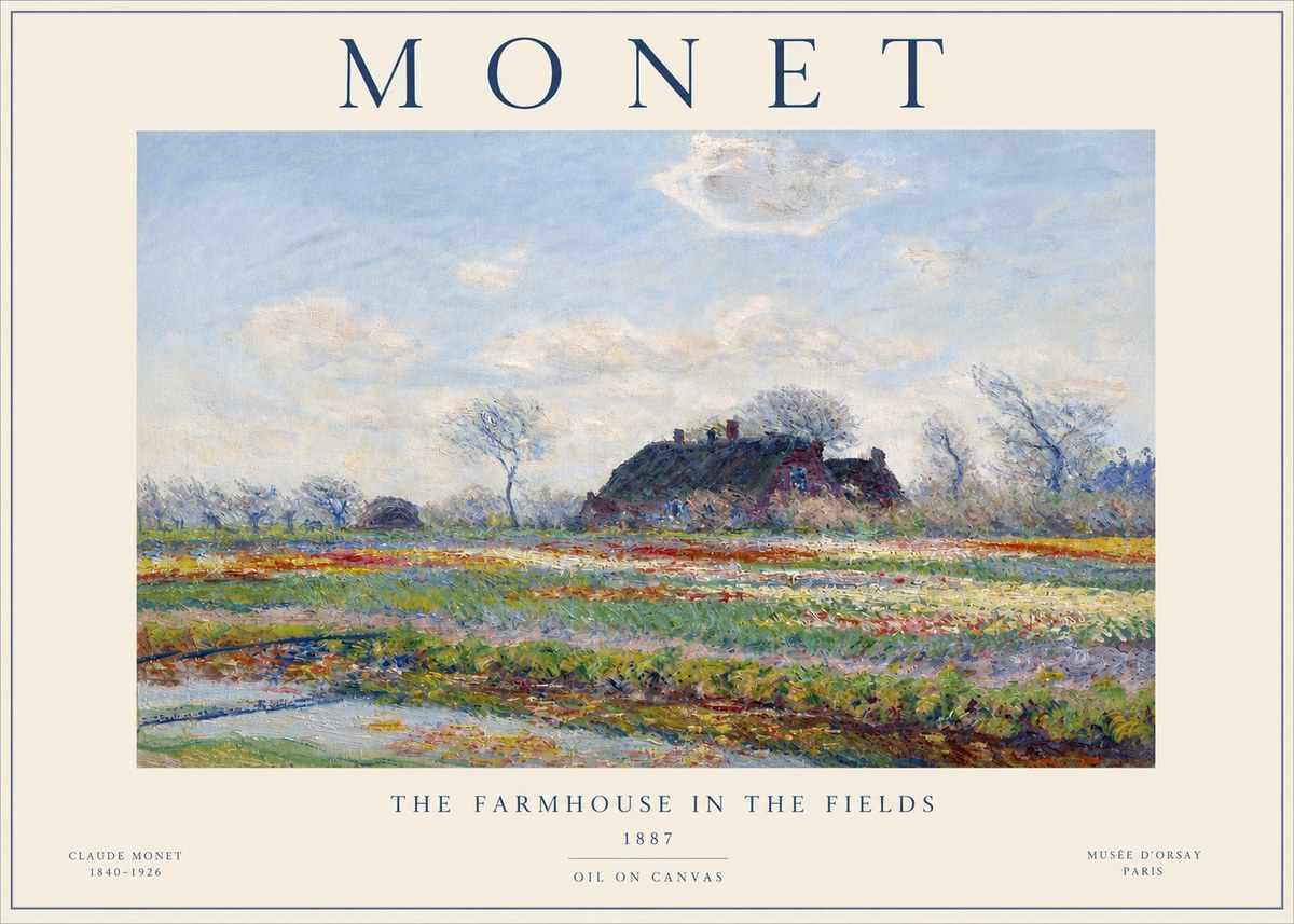 Monet The Farmhouse in the Fields No3 - Juliste