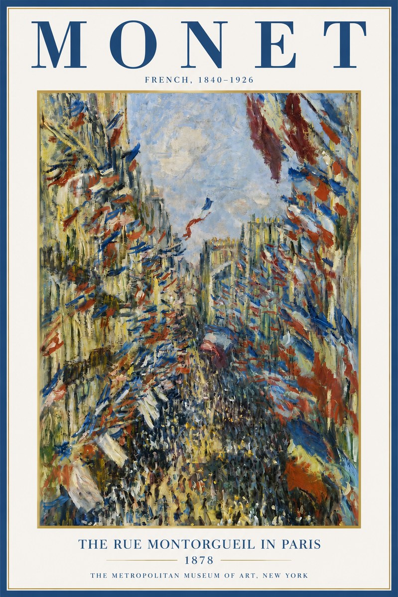 Monet The Rue Montorgueil in Paris No3 - Juliste