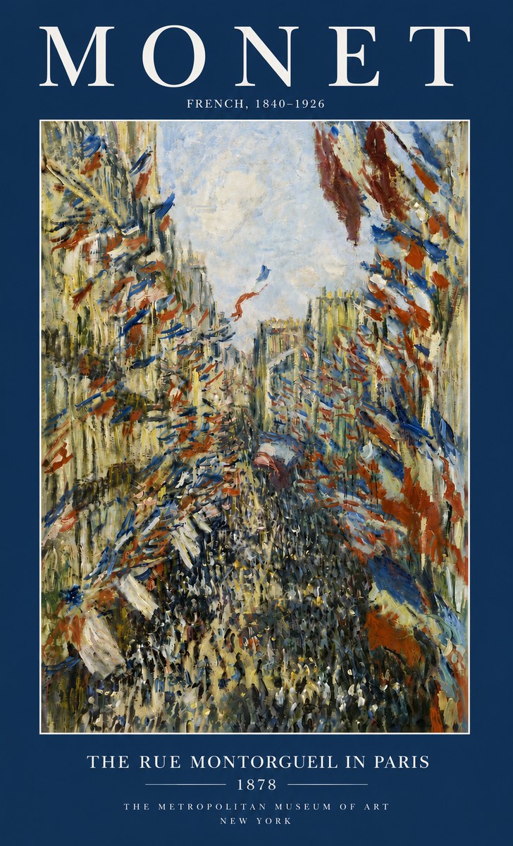 Monet The Rue Montorgueil in Paris No6 - Juliste