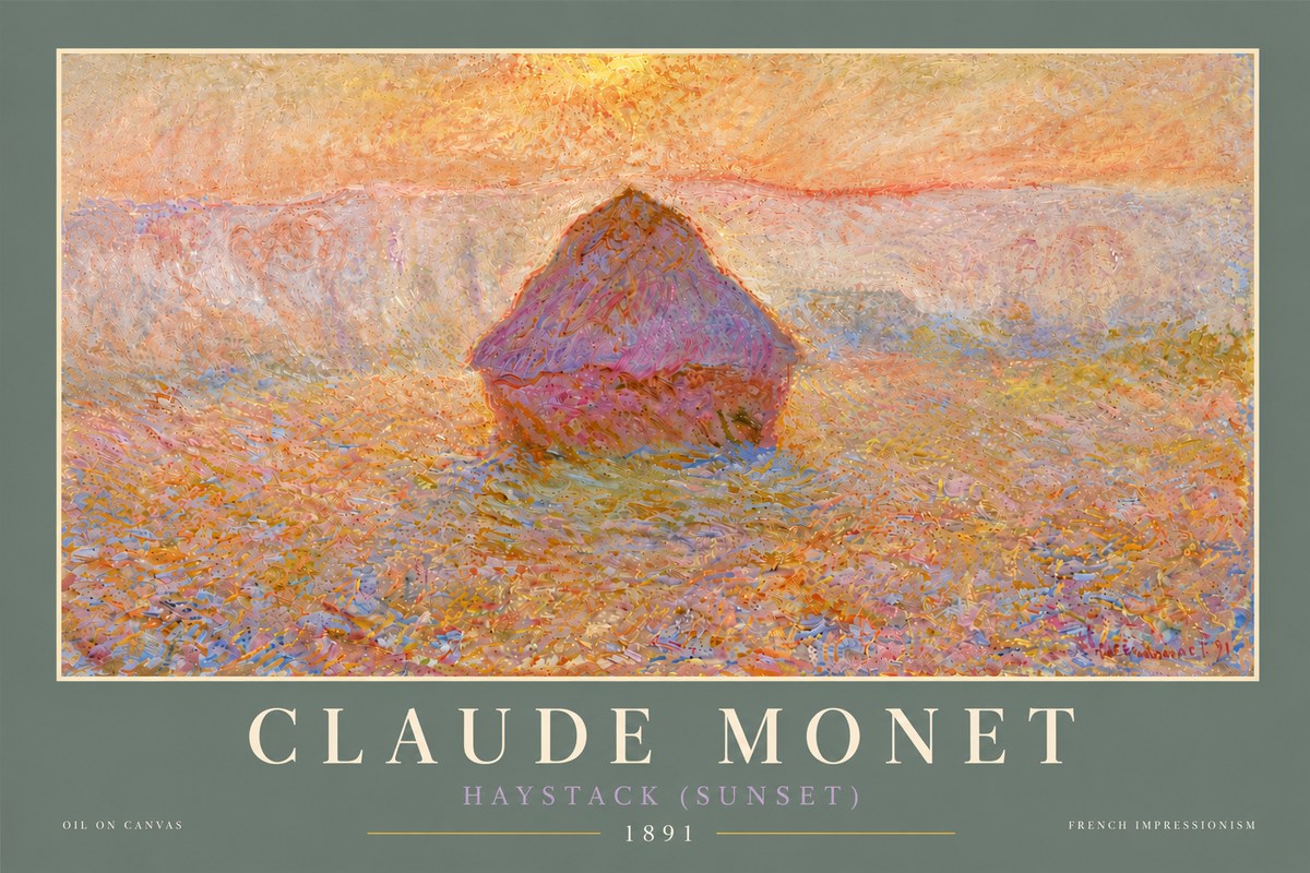 Monet Haystack (Sunset) No6 - Juliste