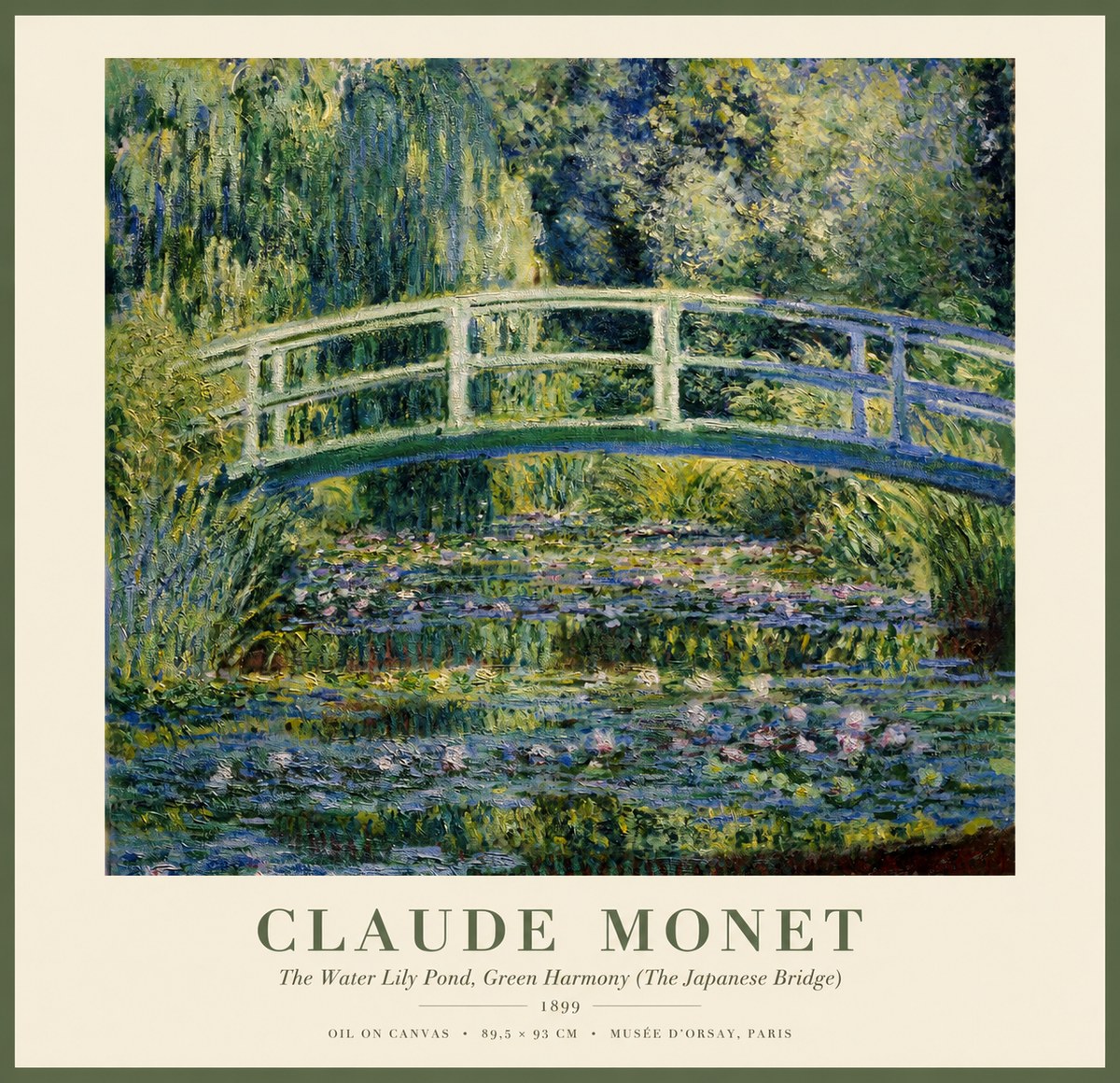 Monet The Water Lily Pond, Green Harmony (the Japanese Bridge) No1 - Juliste