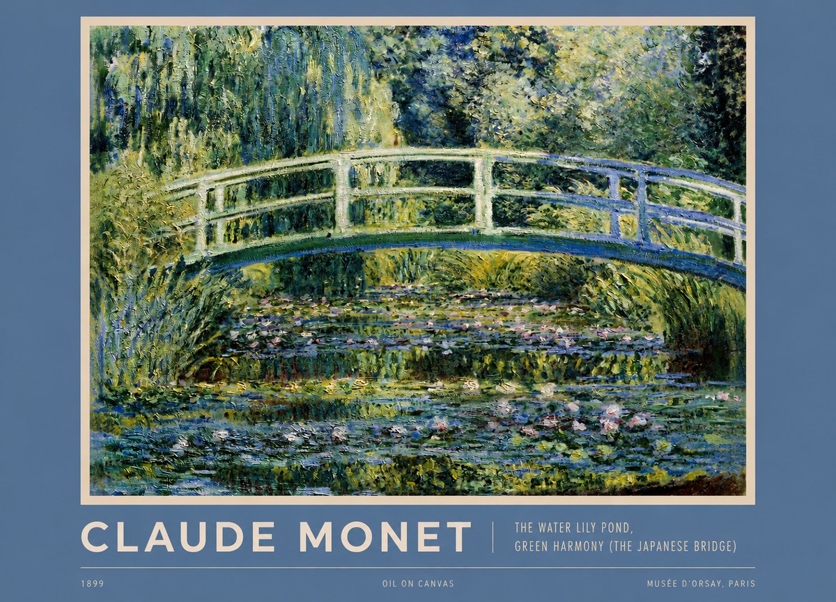 Monet The Water Lily Pond, Green Harmony (the Japanese Bridge) No2 - Juliste
