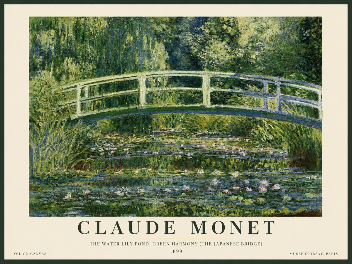 Monet The Water Lily Pond, Green Harmony (the Japanese Bridge) No3 - Juliste