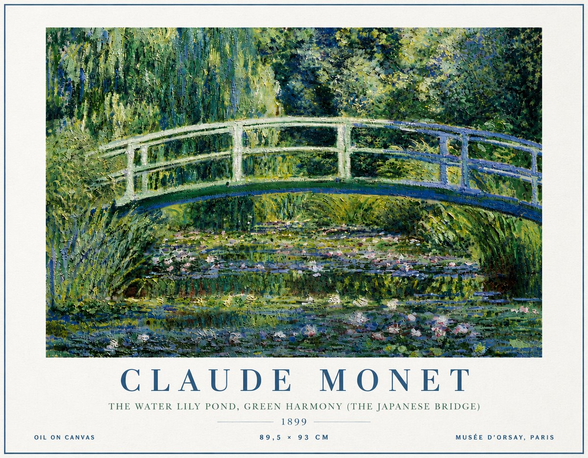Monet The Water Lily Pond, Green Harmony (the Japanese Bridge) No6 - Juliste