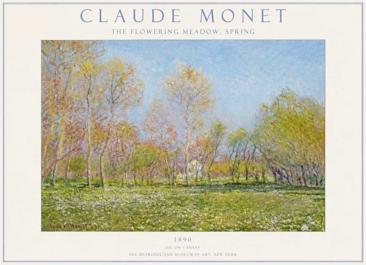 Monet The Flowering Meadow, Spring No6 - Juliste