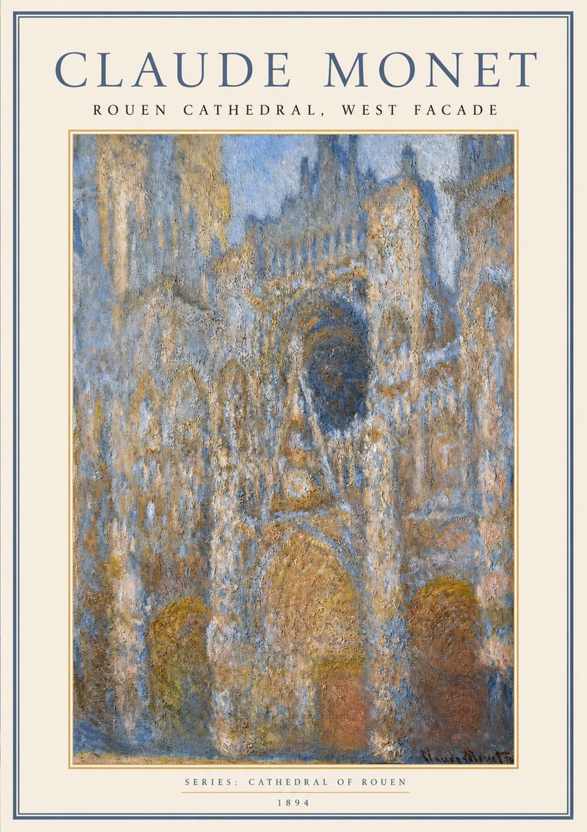 Monet Rouen Cathedral, West Facade No1 - Juliste