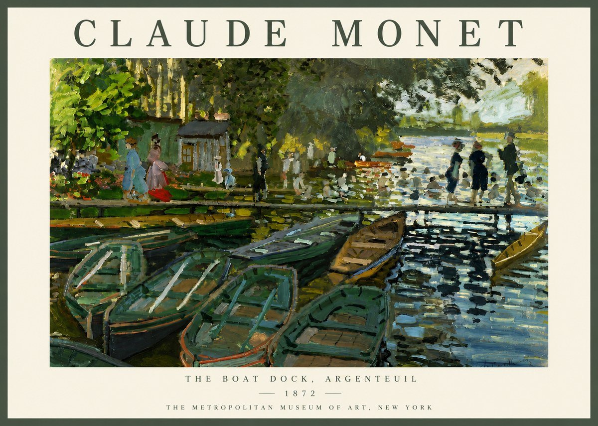 Monet The Boat Dock, Argenteuil No4 - Juliste