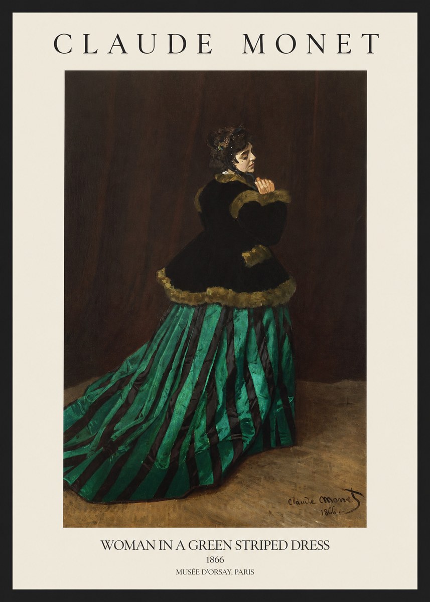 Monet Woman in a Green Striped Dress No1 - Juliste